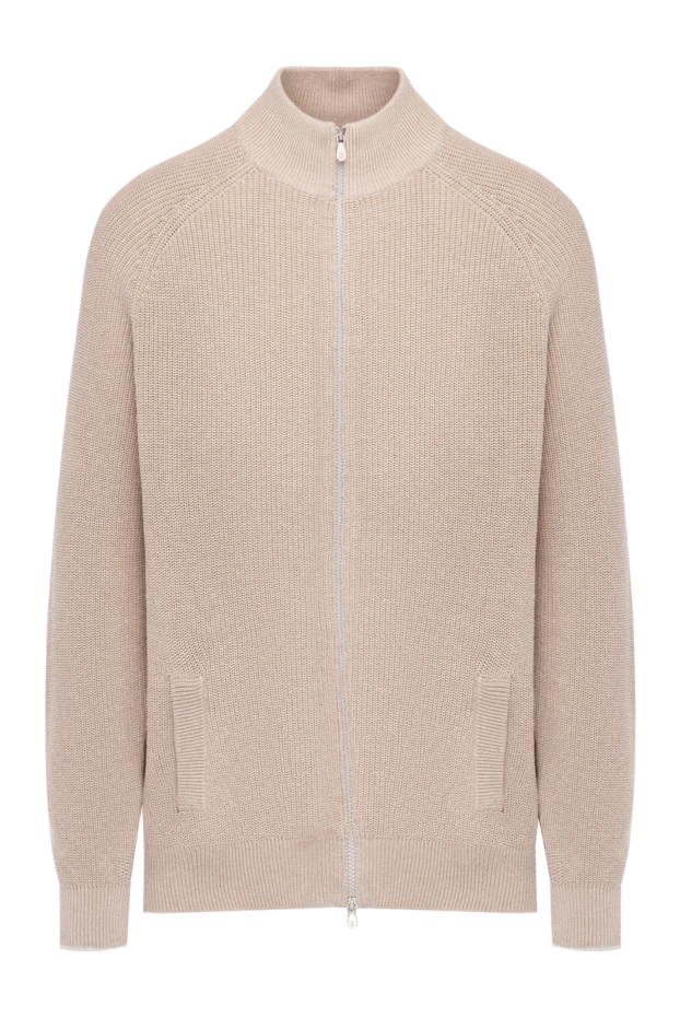 Brunello Cucinelli cardigan for men beige with ribbing 181159 - photo 1