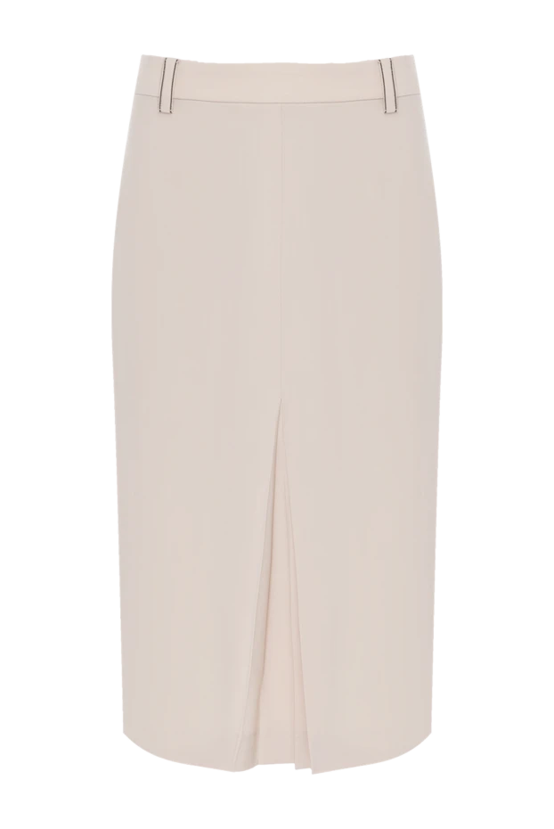 Beige wool skirt with slit - photo 1