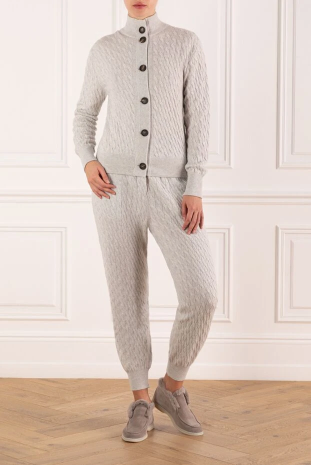 Brunello Cucinelli women's gray knitted cashmere walking suit 181204 - photo 2