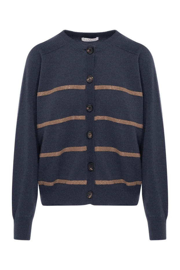 Women's blue striped cashmere cardigan - photo 1