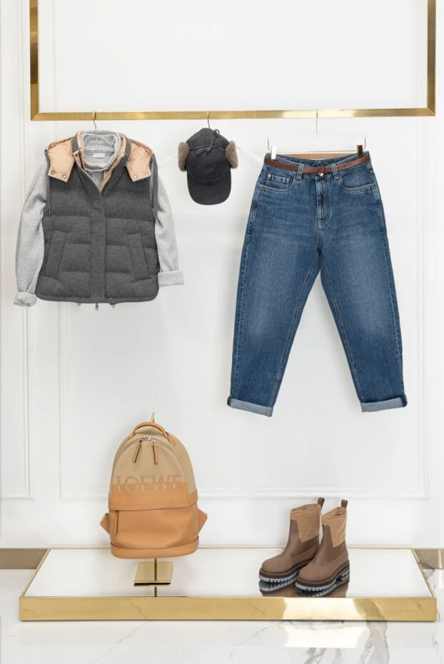 Brunello Cucinelli кепка шерстяная женская серая с ушками 181220 - фото 2