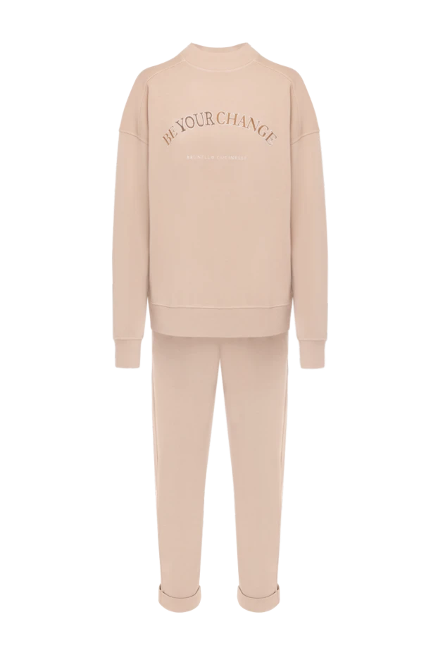 Brunello Cucinelli спортивний костюм з бавовни з логотипом жіночий бежевий 181265 - фото 1