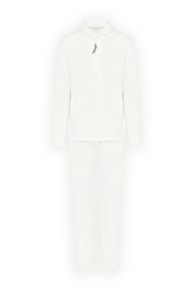 Women's white cotton tracksuit with a hood