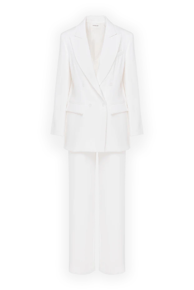 Women's white double-breasted suit with trousers