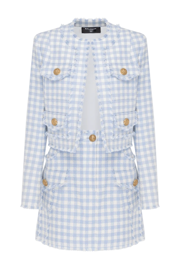 Balmain blue cotton cage suit with skirt 181279 - photo 1