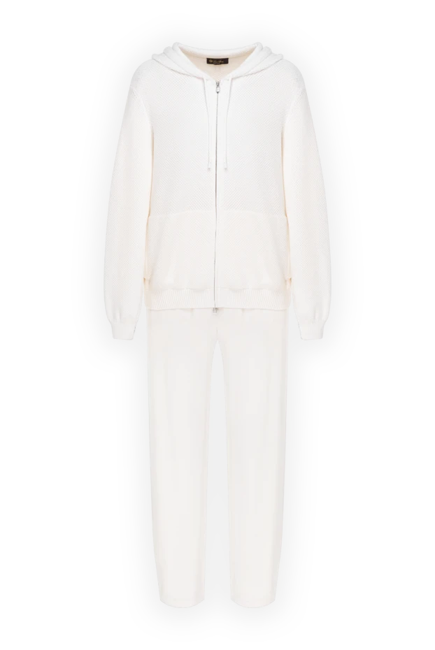 White cashmere walking suit with a hood