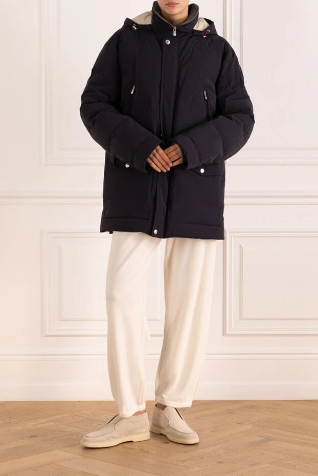 Brunello Cucinelli men's down jacket blue with a hood 183858 - photo 2