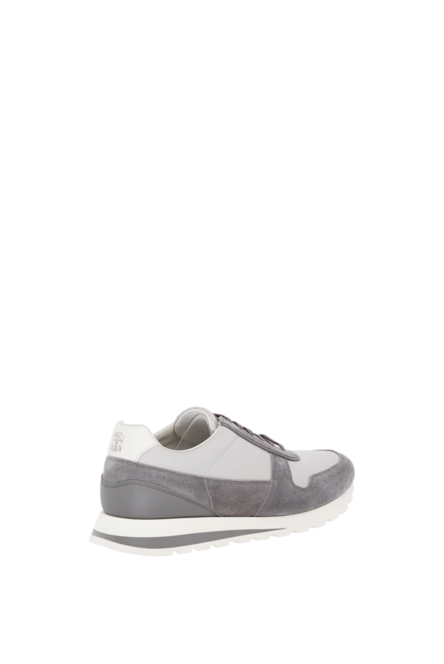 Brunello Cucinelli men's gray leather and suede sneakers 183881 - photo 3