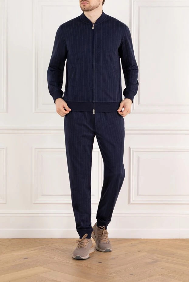 Men's blue tracksuit with pinstripes - photo 2