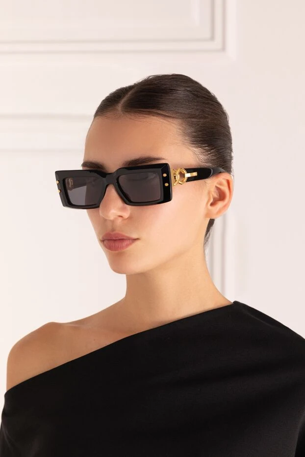 Balmain rectangular sunglasses made of acetate and titanium black 183895 - photo 2