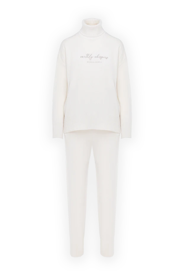 Soft sports suit with a high collar white women's