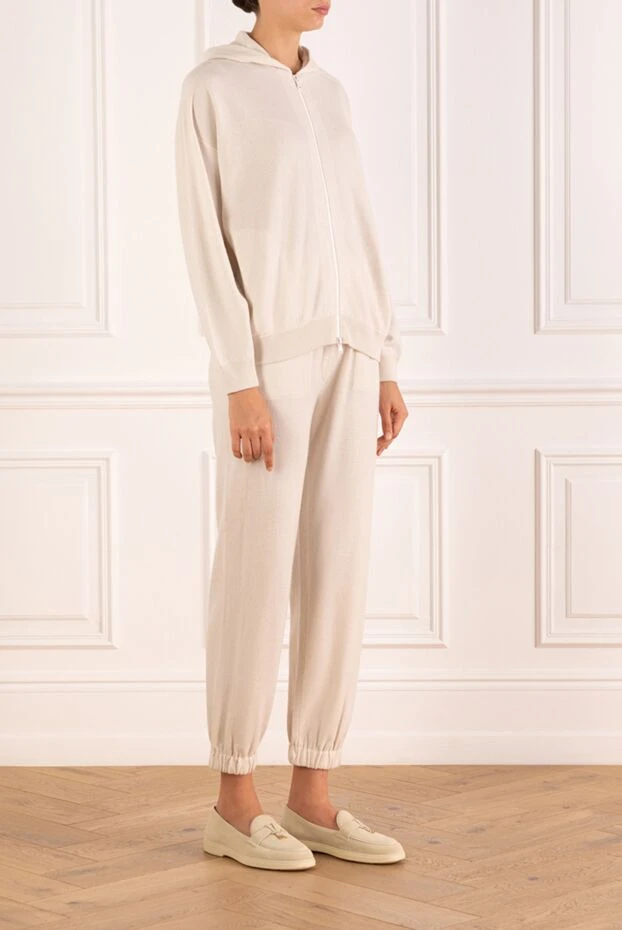 Brunello Cucinelli women's white cashmere tracksuit with hood 184584 - photo 3