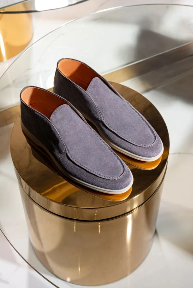 Cesare di Napoli men's gray nubuck loafers 184641 - photo 3