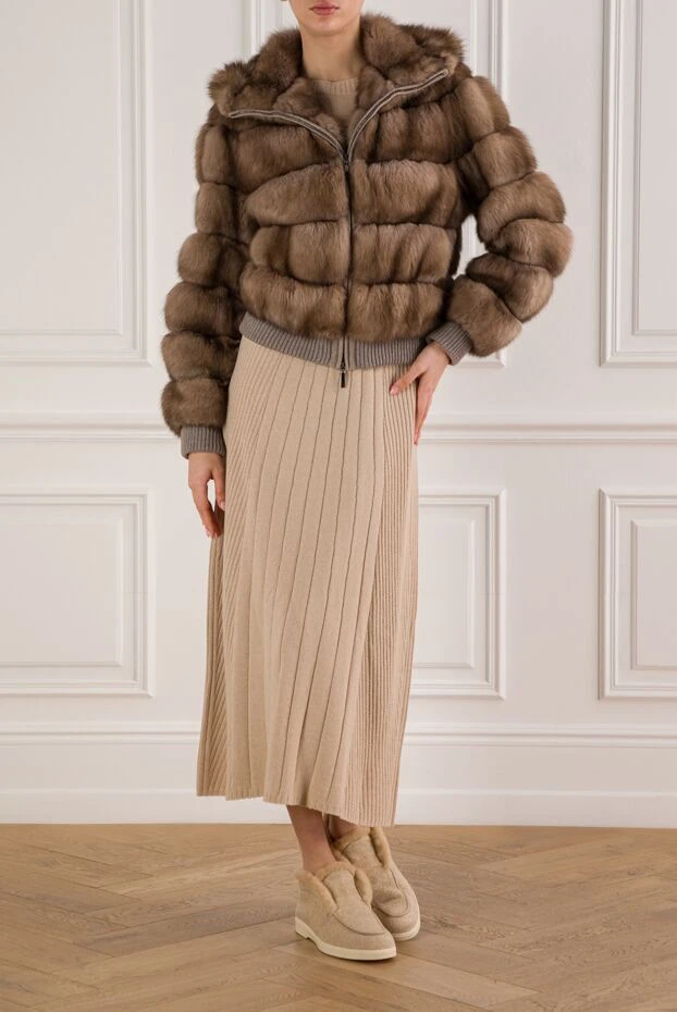 Fabio Gavazzi women's beige sable fur coat with a hood 184644 - photo 2