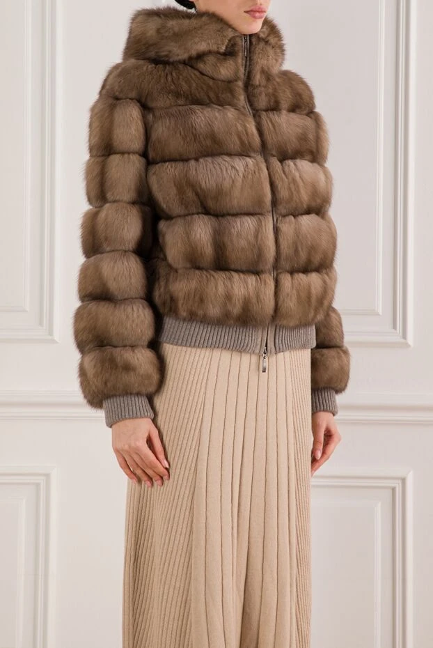 Fabio Gavazzi women's beige sable fur coat with a hood 184644 - photo 3