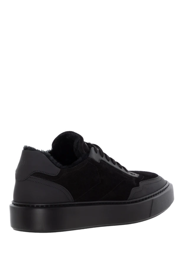Barrett black men's leather and suede sneakers with fur with logo 184706 - photo 3