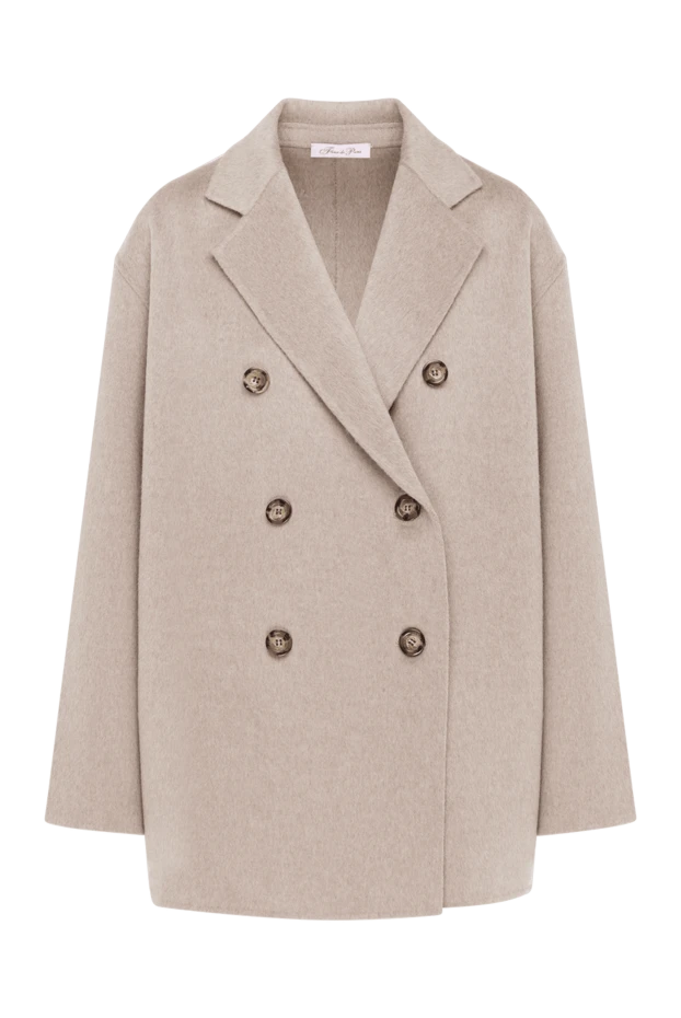 Women's double-breasted beige coat with a loose fit