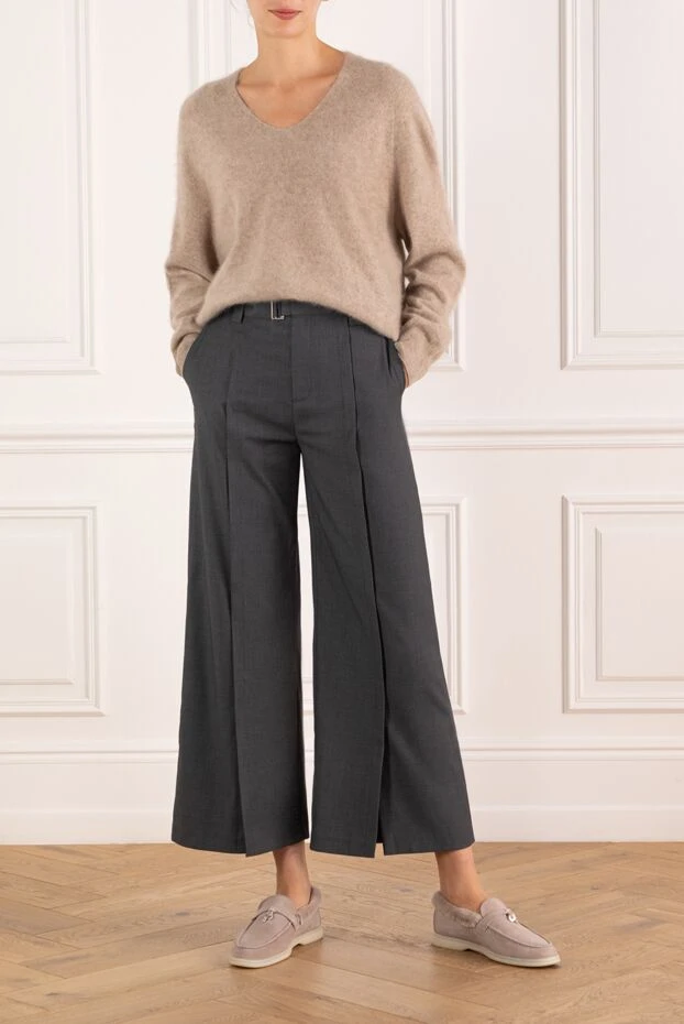 Fleur de Paris women's wide trousers with a belt gray 184743 - photo 2