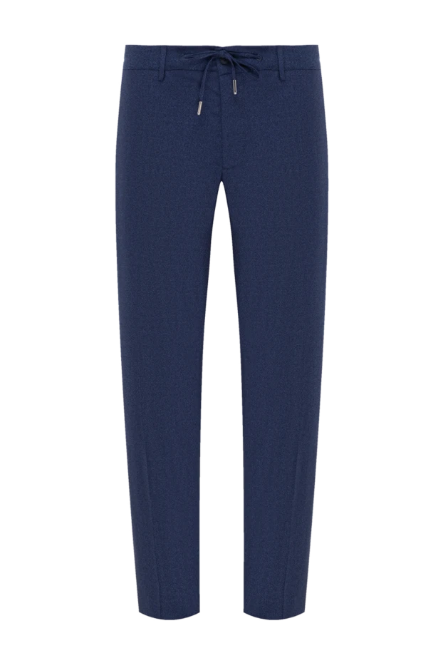 Cesare di Napoli men's blue wool trousers with drawstring 184827 - photo 1