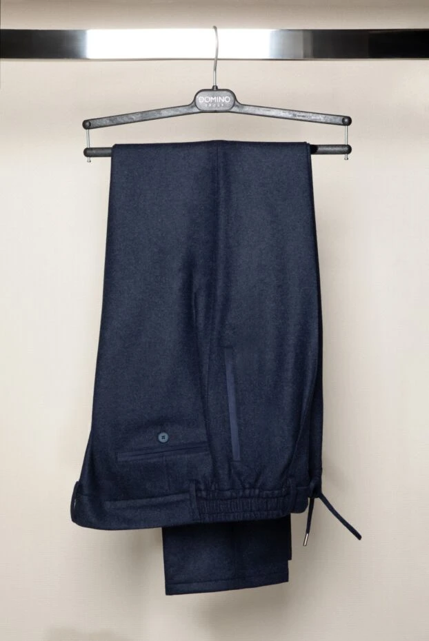 Cesare di Napoli брюки мужские синие из шерсти с защипами 184830 - фото 2