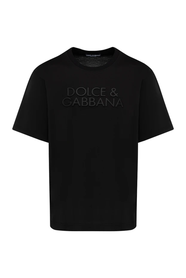 Dolce & Gabbana черная хлопковая футболка с логотипом мужская 184858 - фото 1