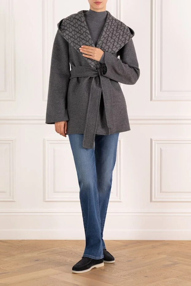 Valentino women's coat with wide turn-down collar gray 184897 - photo 2