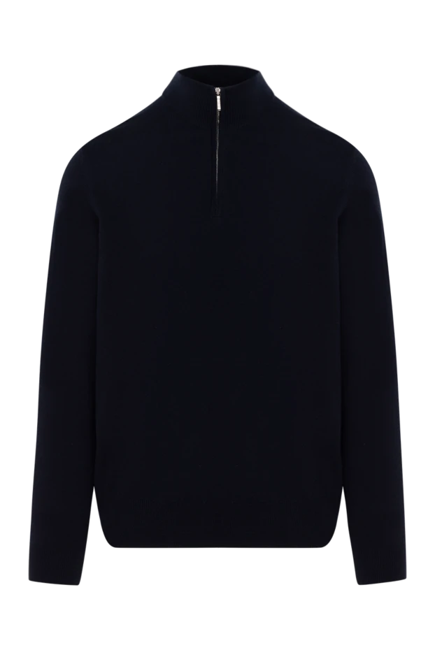 Blue men's cashmere troyer with zipper