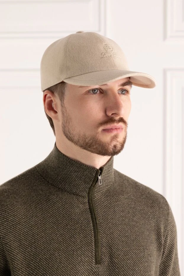 Loro Piana men's beige cashmere baseball cap with logo 184924 - photo 2