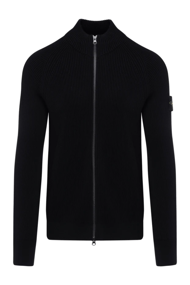 Stone Island men's black wool cardigan with logo 184931 - photo 1