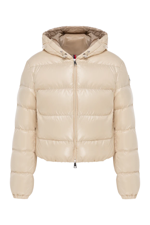 Moncler женская короткая бежевая куртка с капюшоном 184940 - фото 1