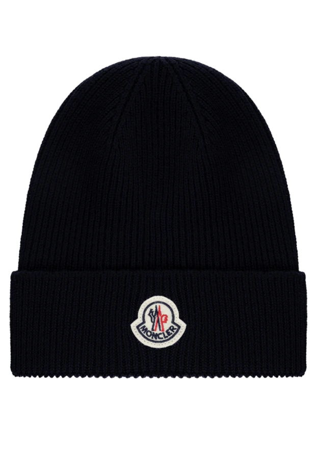 Moncler men's blue wool hat with logo 184949 - photo 1