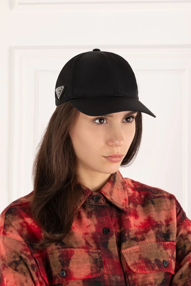 Prada women's black baseball cap with logo 184954 - photo 2