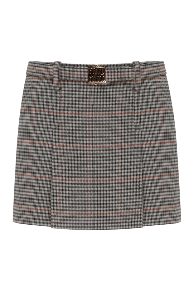 Miu Miu gray check wool skirt with belt 184972 - photo 1