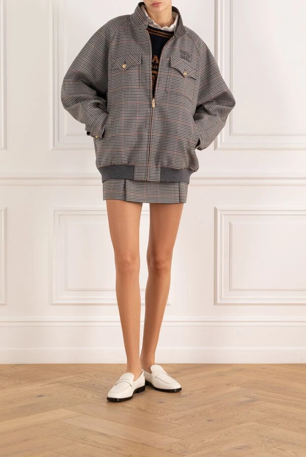 Miu Miu women's cage suit with mini skirt gray 184973 - photo 2