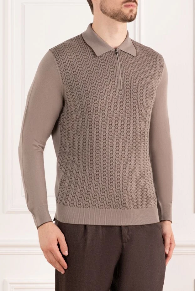 Stefano Ricci beige long sleeve polo with crocodile logo 184990 - photo 3