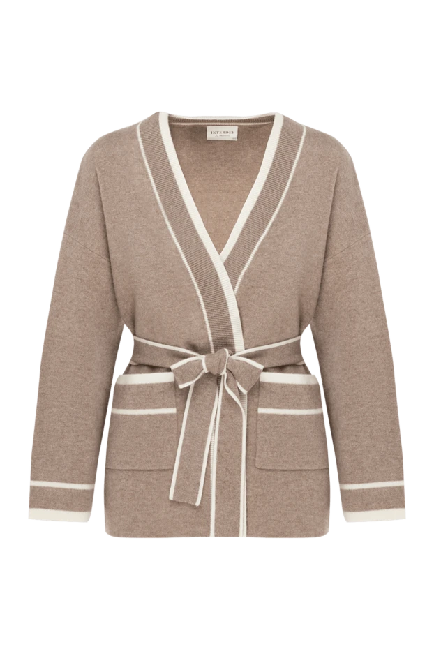 Interdee beige women's cardigan with wool and cashmere belt 185007 - photo 1