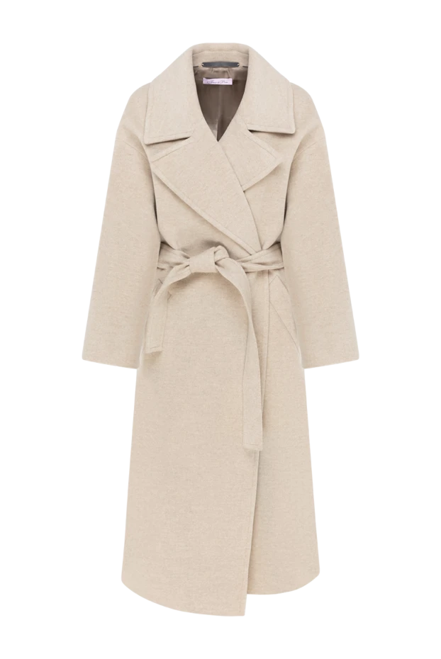 Women's long double-breasted beige coat