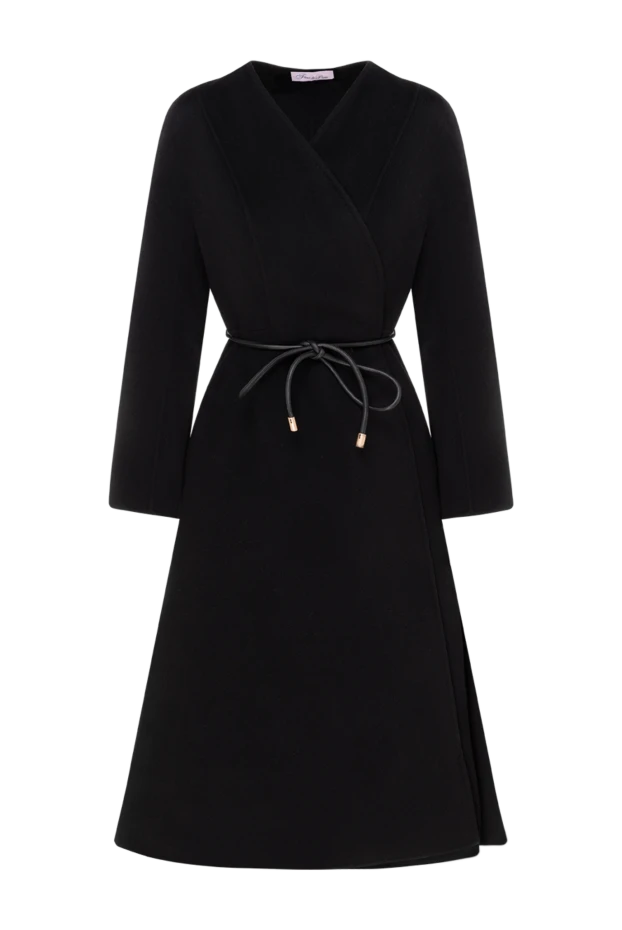 Fleur de Paris women's black cashmere coat with a v-shaped drawstring collar 185028 - photo 1