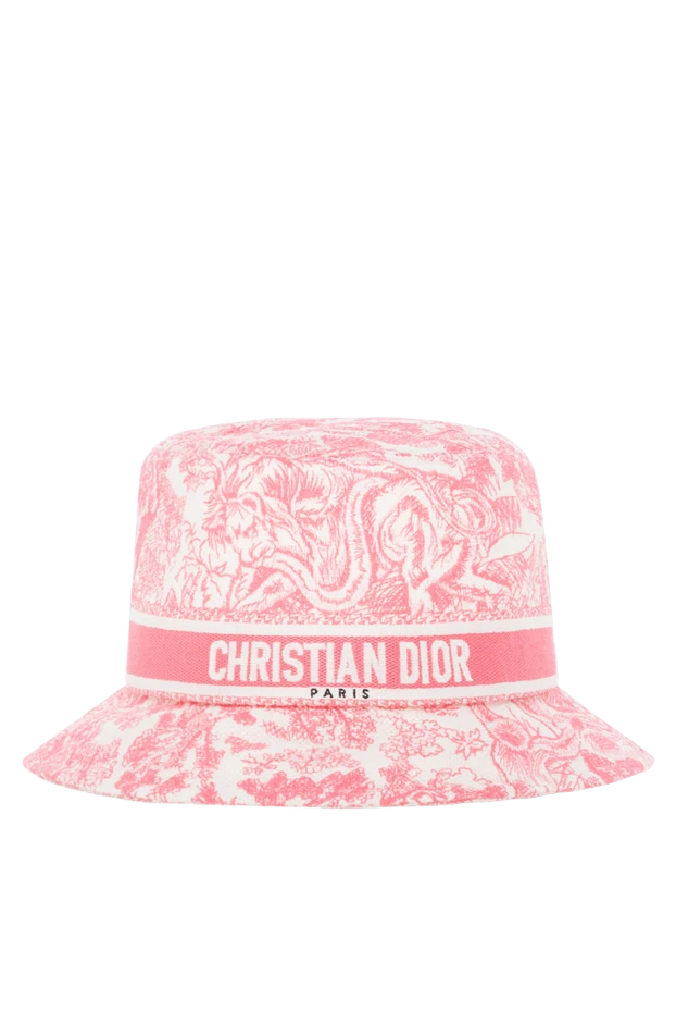 Dior women's pink cotton panama hat with logo 185037 - photo 1