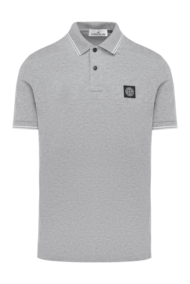 Stone Island gray men's polo melange with logo 185065 - photo 1