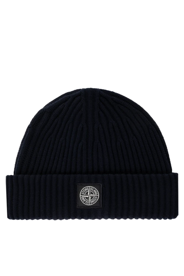 Stone Island men's blue woolen  hat with logo 185069 - photo 1