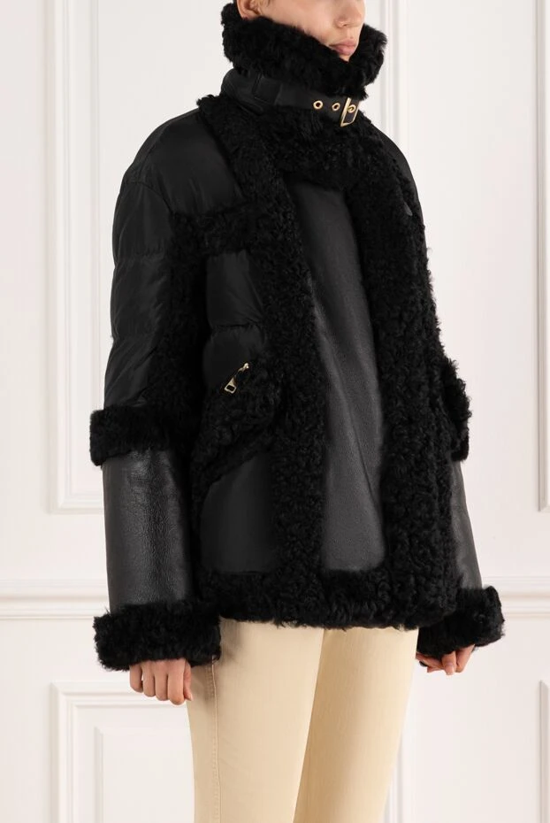 Nicole Benisti women's black down jacket made of leather, fur and textiles 185084 - photo 3
