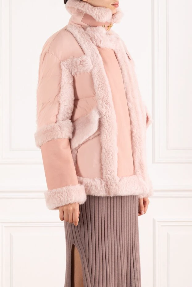 Nicole Benisti women's pink down jacket made of leather, fur and textiles 185088 - photo 3