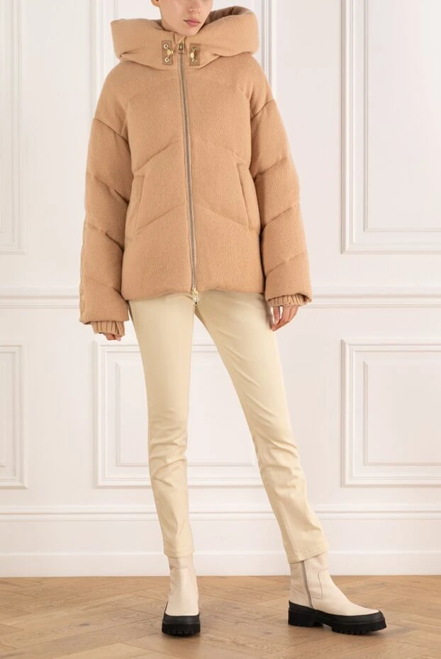 Nicole Benisti women's brown down jacket made of wool and cashmere with a hood 185089 - photo 2