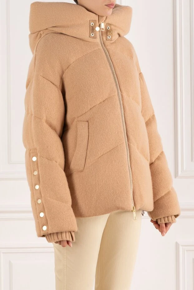 Nicole Benisti women's brown down jacket made of wool and cashmere with a hood 185089 - photo 3