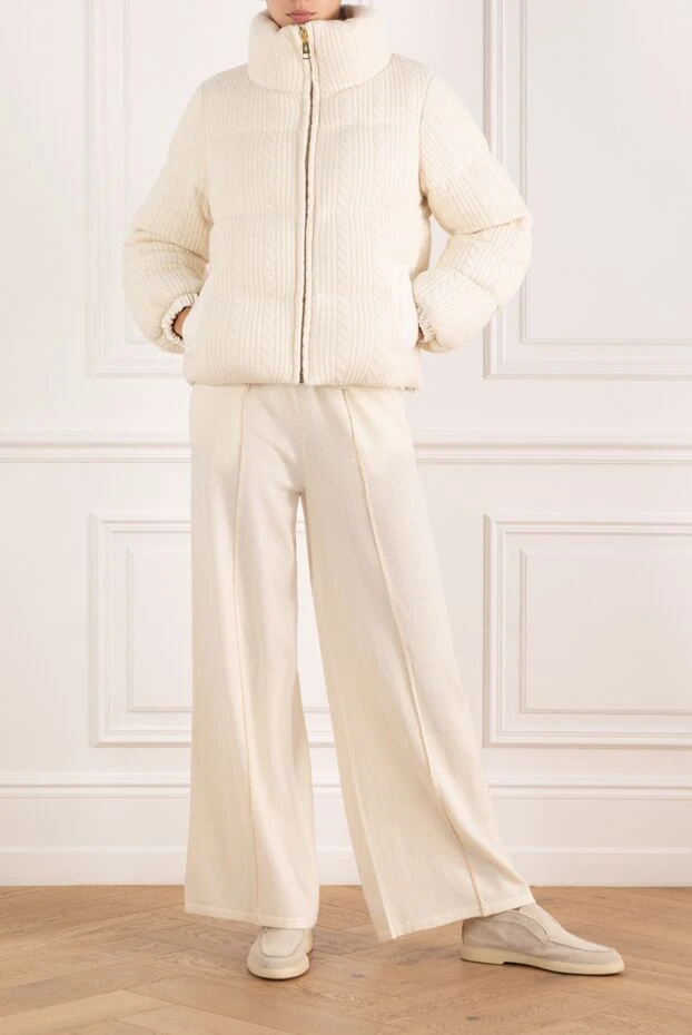Nicole Benisti women's white down jacket made of wool and cashmere with a knitted pattern 185091 - photo 2