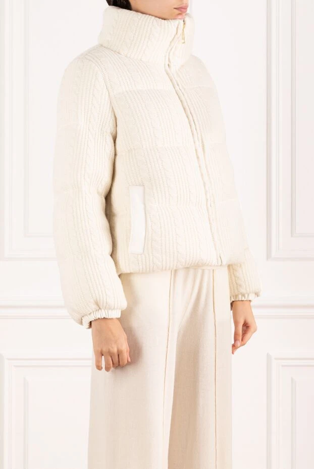 Nicole Benisti women's white down jacket made of wool and cashmere with a knitted pattern 185091 - photo 3