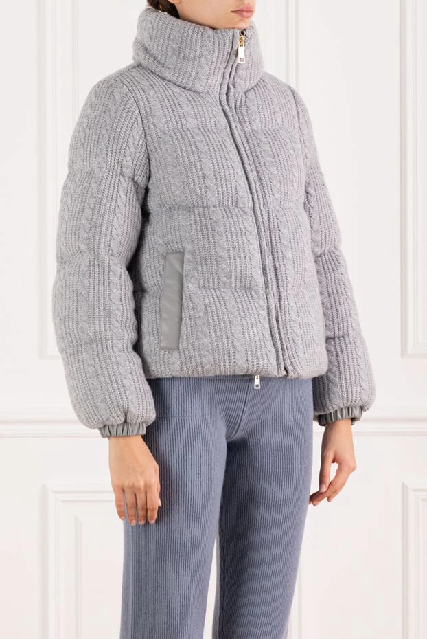 Nicole Benisti women's gray wool and cashmere down jacket with a high collar 185092 - photo 3