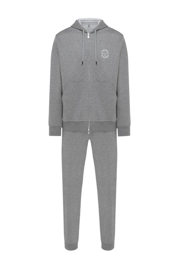Brunello Cucinelli men's gray melange walking suit with hood 185120 - photo 1