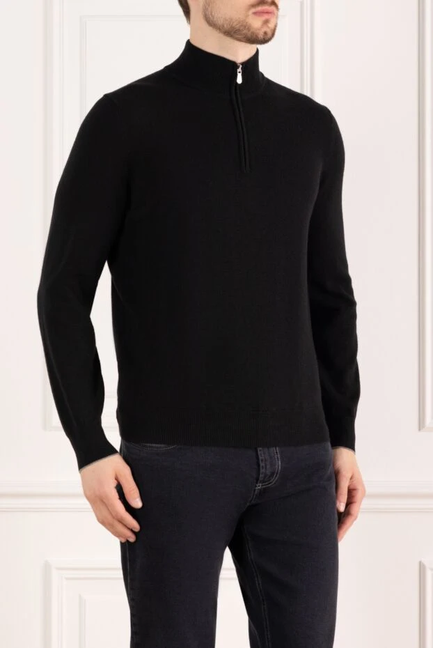 Brunello Cucinelli кашеміровий троєр чоловічий чорний 185126 - фото 3